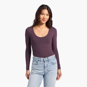 Nuuds Women's Purple Long Sleeve Scoop Neck Bodysuit Size XL